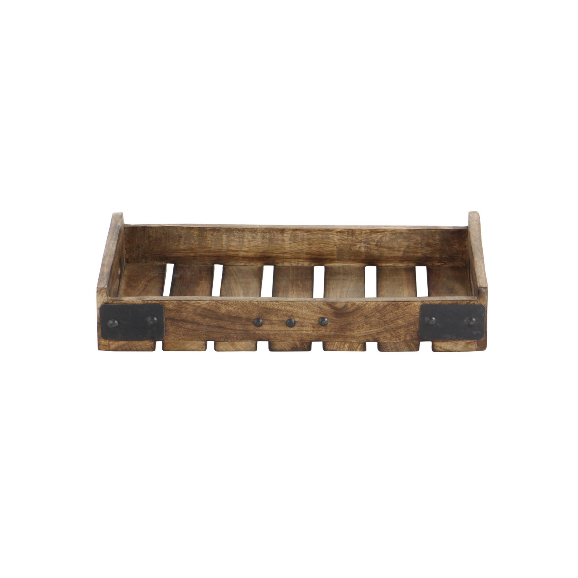 Brown Mango Wood Farmhouse Tray Set